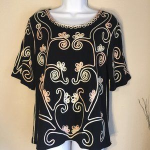 Once Again Vintage black soutache sweater with short sleeves black PXL